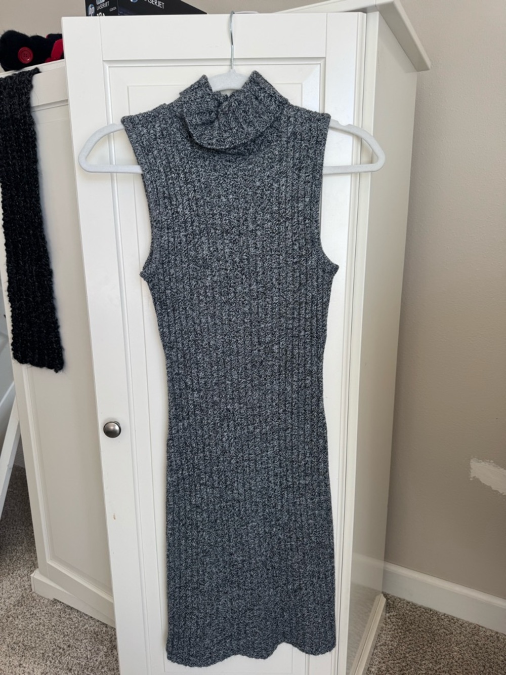 Sleeveless Turtleneck Knit Dress - Gray